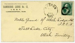 BOSTON MASSACHUSETTS-3c BANKNOTE-CAMBRIDGE LODGE No>!3 I.O.O.F. ...