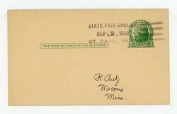 STATE FAIR GROUNDS-SEP/2/1949-ST PAUL MINN-Sc#27 POSTAL CARD-NO ...