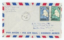 Antigua BARBUDA-SG#19,#20-BARBUDA-11/FE/69-AR MAIL TO USA-WITH REAL ...