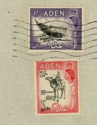 Aden SG#63,#65-ADEN-7/MAY/1956-AIR MAIL-TO USA-SCARCE-VERY GOOD ...