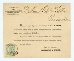 Netherlands Sc#18(single frank)-ZWOLLE-1872-CARD-TO ...