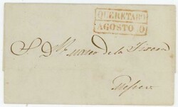 Mexico STAMPLESS-QUERETARO-AGOSTO 10(red box)-1841(dateline)-WITH ...