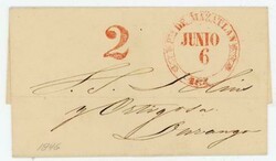 Mexico STAMPLESS-Pto DE MAZATLAN-JUNIO/6/1846-39mm Double ...