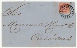 Venezuela Sc#45a-INVERTED OVERPRINT-CORREOS LA GUAIRA-UNDATED DOUBLE ...