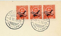Iceland Sc#C1(strip of 3)-FIRST ...