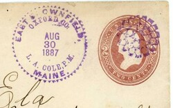 FANCY CANCEL-D.P.O.-EAST BROWNFIELD-OXFORD CO-L.A.COLE,P.M ...