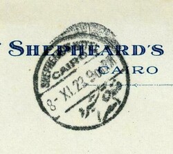 Egypt Sc#97(single frank)-SHEPHEARD`S HOTEL CAIRO-8/XI/23-CANCEL AND ...