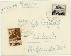 Iceland Sc#249,#271-REYKJAVIK-29/III/51(faint)-AIR MAIL TO GERMANY