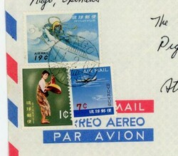 Ryukyu Islands Sc#C26,#81,#C30-NAGO RYUKYU-14/2/67-AIR MAIL-TO USA