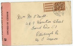 Ireland SG#115-WITH SELVAGE-DUBLIN-23/X/41-WWII CENSOR-TO USA