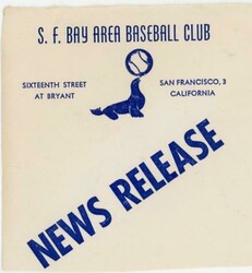S.F.BAY AREA BASEBALL CLUB-POSTAL METER `ENJOY YOUR SEALS AT SEALS ...