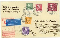 TRANSATLANTIC CLIPPER-FIRST FLIGHT-SWEDEN Sc#2990,#153,#290,#281 ...