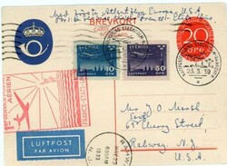 TRANSATLANTIC CLIPPER-FIRST FLIGHT-SWEDEN Postal Card HG ...