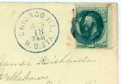 3c BANKNOTE-CHICAGO BLUE FANCY CANCEL-CHICAGO ILL-W.D.STA ...