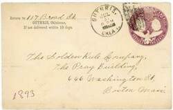 GUTHRIE(Logan County)OKLAHOMA TERRITORY-JUL/31/1893-POSTAL ...