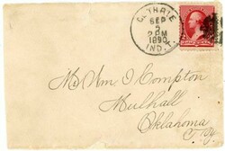 GUTHRIE(Logan County)INDIAN TERRITORY-SEP/5/1890-TO MULHALL OKLA.TERR ...