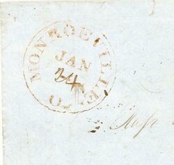 MONROEVILLE(Huron County)OHIO-JAN/24-1850(dateline) `5` (red)-FOLDED ...