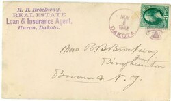 DAKOTA TERRITORY-FANCY CANCEL-HURON(Beadle County)NOW SOUTH DAKOTA-3c ...