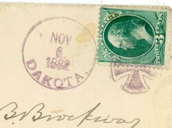 DAKOTA TERRITORY-FANCY CANCEL-HURON(Beadle County)NOW SOUTH DAKOTA-3c ...