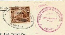 Nicaragua OFFICIAL-Sc#O291(single frank)-MANAGUA-MAR/2/1929-BANCO ...
