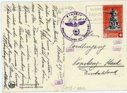 Switzerland Sc#B109-REDRAWN(single frank)-BASEL-19/8/1940-SLOGAN ...