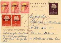 Netherlands New Guinea POSTAL CARD-HG:1-UNTEA-UPRATED-Sc#1(strip of ...
