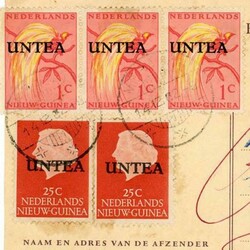 Netherlands New Guinea POSTAL CARD-HG:1-UNTEA-UPRATED-Sc#1(strip of ...