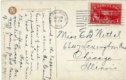 PARCEL POST STAMP-Sc#Q1-PERFIN-PITTSBURGH PA-SEP/29/1913-POSTCARD TO ...