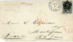 Sc#77(single frank)-NEW ORLEANS LA-OCT/1-1867-TO FRANCE-MONTREJEAN ...