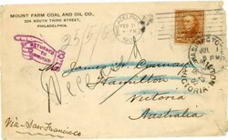 SMALL BUREAU ISSUE-Sc#283(single frank)-PHILADELPHIA-DEB.21/1902-TO ...