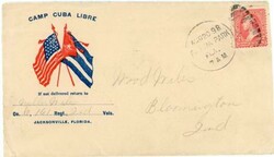 2c BUREAU-ILLUSTRATED BICOLOR SPANISH AMERICAM WAR PATRIOTIC-CAMP ...