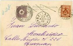 Uruguay POSTAGE DUE-Sc#J3-MONTEVIDEO 20/SET/02-SHORT PAID POSTCARD ...