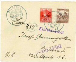 Fiume Sc#21,#11-FIUME`5` 1919/JAN/22-TO VIENNA AUSTRIA ...
