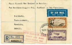 New Zealand SG#590,#571-DARGAVILLE 28/DE/37-FIRST FLIGHT ...
