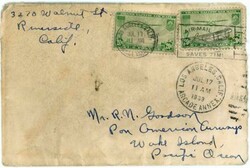 Sc#815,#C21(x2)-TRANSPACIFIC CLIPPER-LOS ANGELES CALIF/ARCADE ANNEX ...