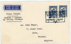 Portugal Sc#568A(pair)-FIRST FLIGHT-Mu#10-CRILLY ...