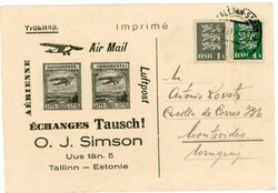 Estonia Sc#90,#92-TALLINN-17/IX/35-TOMONTEVIDEO ...