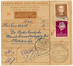 Netherlands New Guinea DOMESTIC MONEY ORDER-MINDIPTANA 15/DEC/1960-TO ...