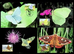 Guernsey 1997 WWF Butterflies + Moth + Hummingbird set of 4 Maxim ...