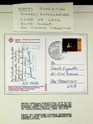 Nepal 1979 Swiss-German Mt. Makalu Expedition airmail PPC signed by ...