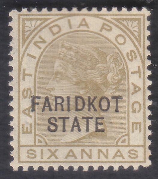 India Faridkot State 1887-1900 QV 6a w/ "SERVICE" double ovpt, 1 ...