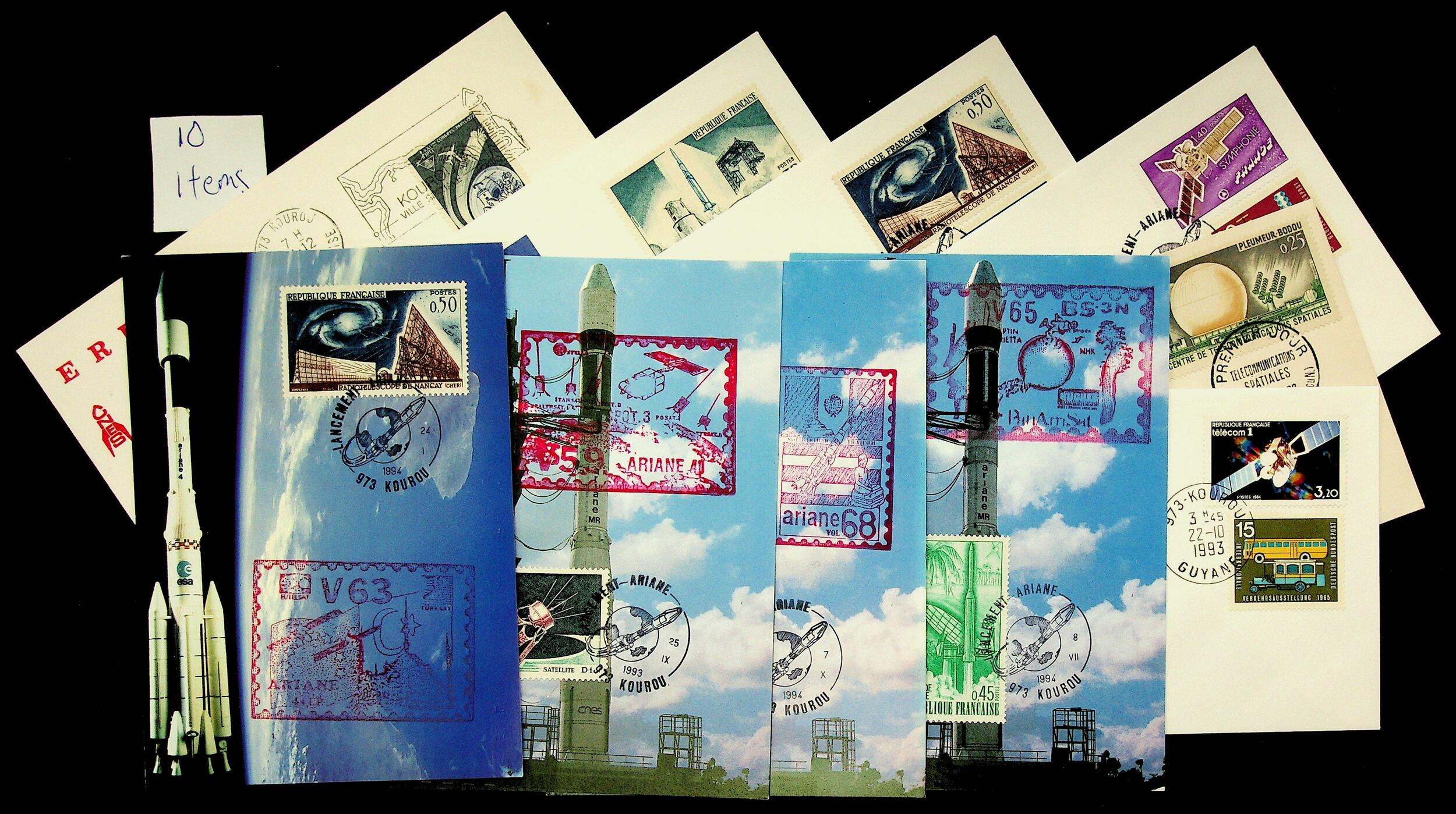 France 1967-94 Space Shuttle Mission: Ariane Rocket 6 covers+ 4 Maxim ...