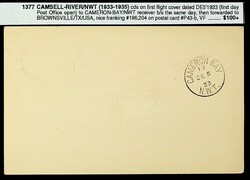 Canada 1933 First Flight Airmail Camsell River-Cameron Bay 1c ...