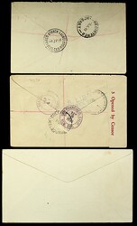 Australia 1943-46, 3 covers, incl. 2 Regd + FDC to Tasmania/ USA and ...