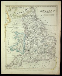 GB England 1850 original Map in colour