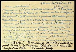 Greece 1947 uprated ovpt on multiple franked postcard from Athens to ...