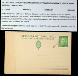 Sweden 10o unused postcard w/ reply Proof h/s “COLONIAS” by UPU ...