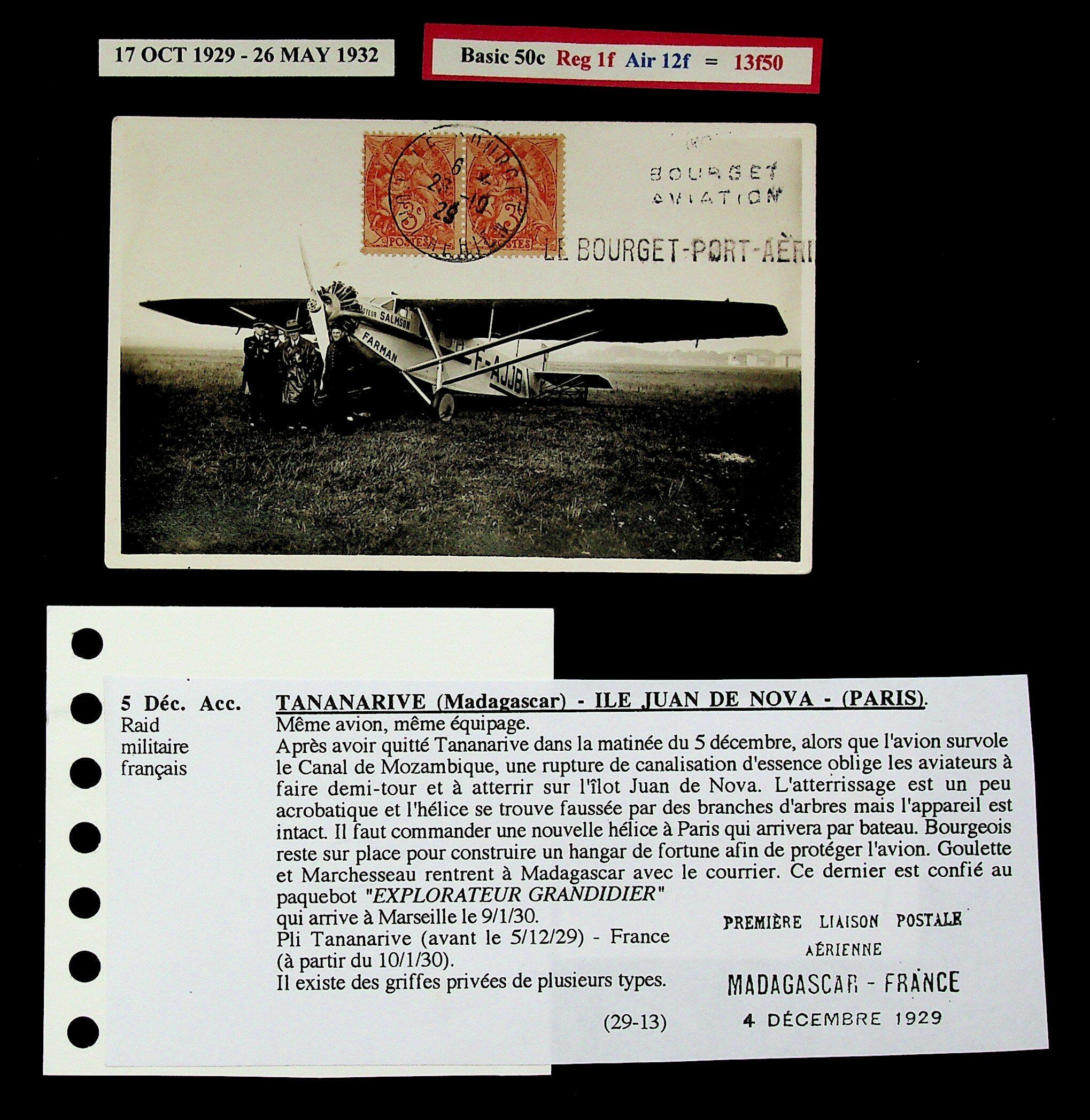 France 1929 3c pair on original photo of Farman 192 F-AJJB, piloted ...