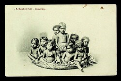 India 1910 "A Basket full" kids, Madras PPC w/ KED 1a Perfin to ...