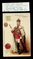 India 1907 King Edward VII Chromo Lithographic PPC w/ printed message ...